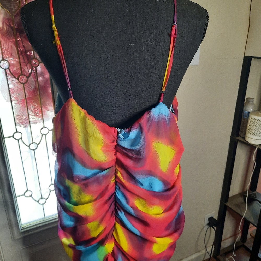Halter Style Multi Color Roushing Top - image 4